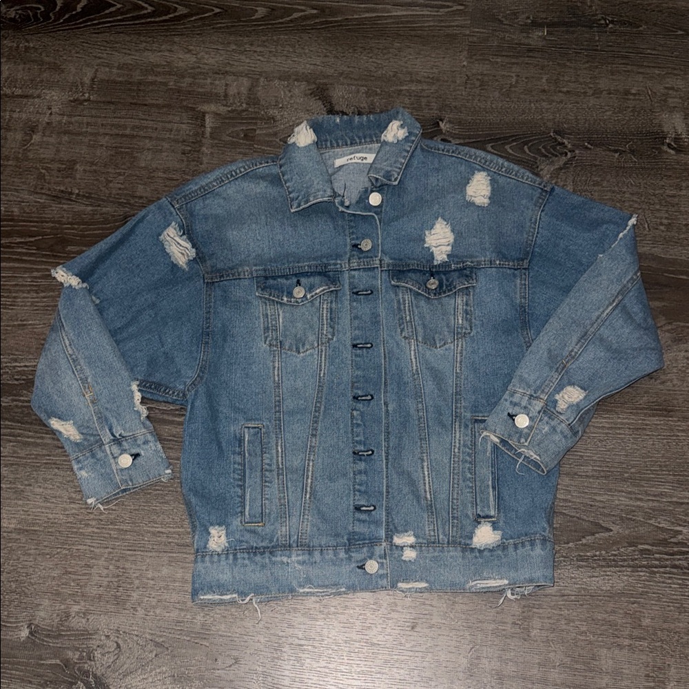 Refuge Distressed Blue Jean Jacket